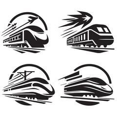 Wall Mural - vector set of fast train logo silhouettes