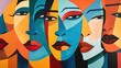 © Murda - Fusion of Forms: Cubism Portrait Showcasing Two Women in Abstract Style