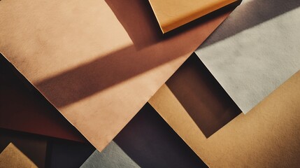 Poster - From above layout of colorful cardboard sheets in brown and grey shades : Generative AI