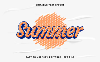 Wall Mural - summer 3d editable text effect. Minimalist vector text effect.