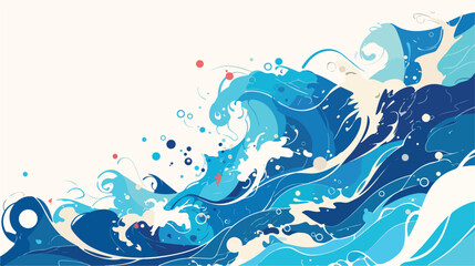  Banner or poster design with sea or ocean wave in m