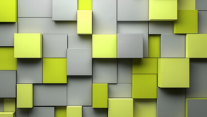 Wall Mural - a wall made of yellow and gray blocks. the blocks are arranged in a way that creates a sense of dept