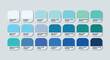 Azure Color Guide Palette with color Names. Catalog Samples of Azure with RGB HEX codes and Names. Azure Color Palette Vector, Wood and Plastic Aqua Color Palette, Fashion Trend Blue Colors Palette
