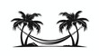 © iclute3 - Black white silhouette logo template with hammock h