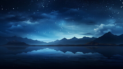 Wall Mural - Quiet night sky and stars illustration background poster decorative painting