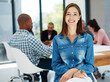 © peopleimages.com - Happy, office and portrait of business woman for meeting, planning and discussion for project feedback. Internship, creative company and confident worker for teamwork, collaboration and working