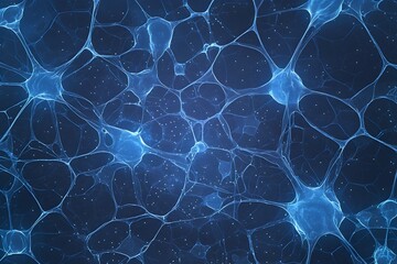 Aufkleber - Intricate Electron Microscopic Visualization of Brain s Neural Network and Cell Structures in Vibrant Blue Hues