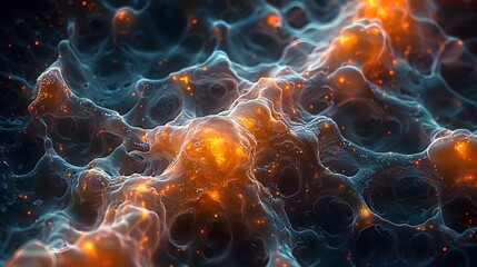 Poster - Captivating Microscopic Cellular Landscape Vibrant Molecular Structures in Dynamic Scientific Imagery