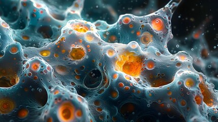Poster - Extraordinary Microscopic of Cellular Structures Showcasing Intricate Patterns Vibrant Colors and Captivating Depth of Field in a Scientific