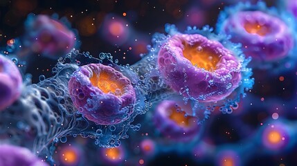 Poster - Captivating Microscopic Landscapes A Dazzling of Cellular Structures and Scientific Wonders