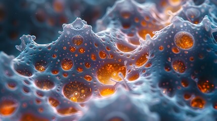 Fototapete - Microscopic of Disease Vibrant Cellular Patterns and Intricate Molecular Structures Revealed Through Electron Microscopy