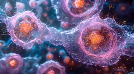 Poster - Captivating Microscopic of Cellular Structures in Vivid Color