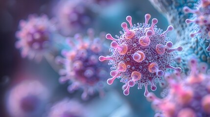 Poster - Detailed Microscopy of Pathogenic Microorganism with Vibrant Color and Intricate Cellular Structure
