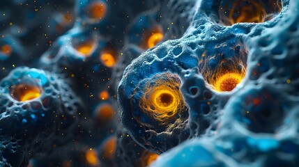Poster - Captivating Microscopic of Intricate Cellular Structures and Vibrant Patterns