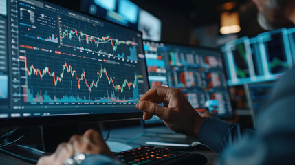 Business and finance technology concept, investment for success, stock market and digital assets, Investors are analyzing financial data and stock charts for forex trading on virtual screen. stock pho