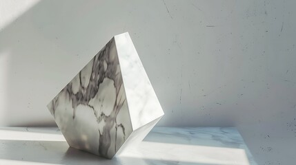 Poster - Geometric figure with a marble texture on a light background Design for presentation : Generative AI
