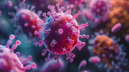 Aufkleber - Intricate Microscopic Examination of Pathogenic Microorganisms Revealing Detailed Molecular Structures and Vivid Colors for Scientific Discovery and