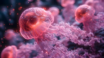 Leinwandbilder - Luminous Cosmic Structures in Microscopic of Disease and Scientific Phenomena