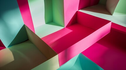 Poster - Layout of colorful carton sheets in pink and green shades : Generative AI
