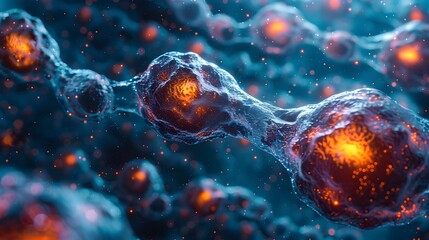 Poster - Captivating Microscopic of Cellular DNA Structures in Vibrant Hues