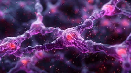 Poster - Intriguing Microscopic of Cellular Structures in Vibrant Hues and Intricate Patterns