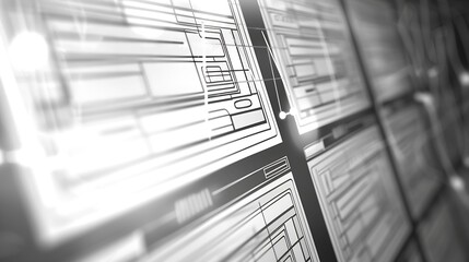 Leinwandbilder - BW Website Design Wireframe Examples Of Web And Mobile Wireframe Sketches Printable : Generative AI