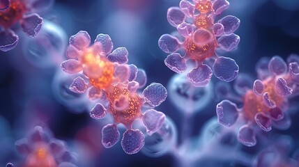 Fototapete - Intricate Microscopic Patterns of Plant DNA Structures Revealed through Electron Microscopy and Vivid Microphotography
