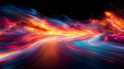 Wall Mural - Vibrant Explosive Abstract Background with Dynamic Multi Directional Lines and Bursts of Radiant High Color