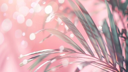 Aufkleber - Abstract background for product display with pastel colors palm shadow and glitter bokeh : Generative AI