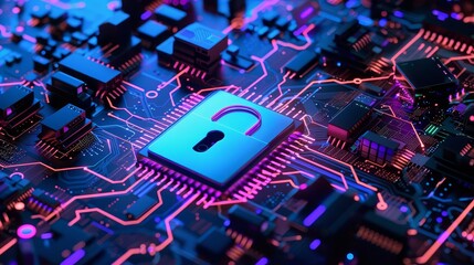 Encrypted network setup as a teaching model in a cybersecurity course, top view  Teaching network security with a digital binary as object and an Analogous Color Scheme