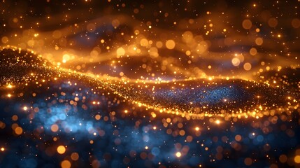 Aufkleber - Enchanting Golden Stardust Swirls on a Celestial Blue Background Seamless Festive Design