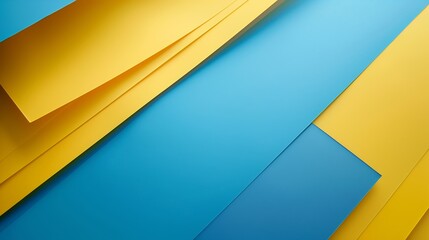 Poster - Layout of colorful cardboard sheets in blue and yellow shades : Generative AI