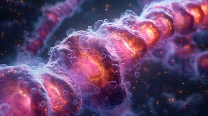 Poster - Captivating Microscopic Cellular Landscape Vibrant Interpretation of Biological Structures