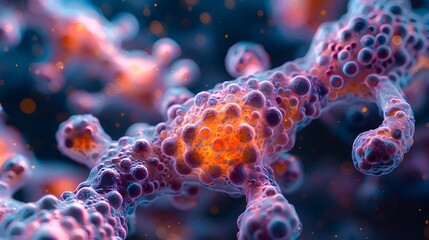 Poster - Vibrant Microscopic Visualization of an Intricate Pathogenic Structure in Vivid Color