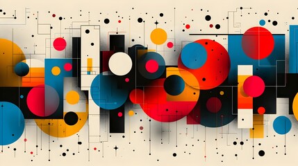 Poster - Colorful Geometric Abstract Shapes and Patterns in Minimal Trendy Modern Digital or Marketing Graphic Design Art Background