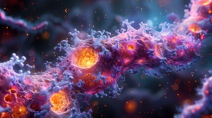 Poster - Intricate Cellular Structures Revealed Through Electron Microscopy A Cosmic Tapestry of Life at the Microscopic Scale