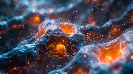 Poster - Captivating Microscopic of Intricate Cellular Structures in Vibrant Hues