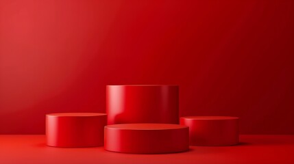 Red cylinder podium on red background sale and black friday concept minimal sale background for product presentation : Generative AI