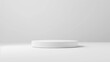© Generative AI - White podium mockup cylinder shape isolated on white background Pedestal stage or platform for product presentation with empty space for display photo template : Generative AI