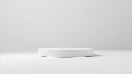 Poster - White podium mockup cylinder shape isolated on white background Pedestal stage or platform for product presentation with empty space for display photo template : Generative AI