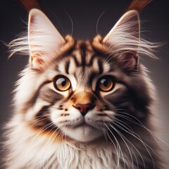 Wall Mural - A close up of a maine coon cat photo harmony has illustrative meaning illustrator.