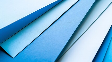 Poster - Layout of colorful cardboard sheets in blue and white shades : Generative AI