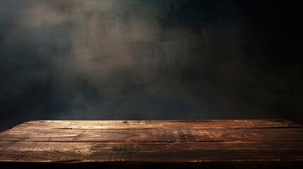 Poster - Old wood table on dark background : Generative AI