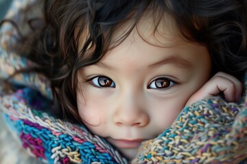 Wall Mural - Detailed closeup capturing the innocence and curiosity in a young child's expressive eyes