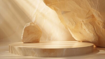Poster - Empty natural stone product display background or blank cosmetic podium platform stage Background for beauty products : Generative AI