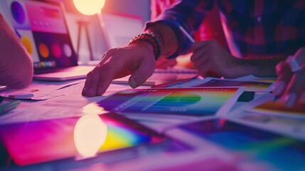 Leinwandbilder - Designer teams brainstorm ideas to discuss website and mobile app designs : Generative AI