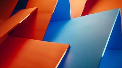 Poster - From above layout of colorful cardboard sheets in orange and blue shades : Generative AI