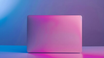 Aufkleber - Notebook computer or laptop painted in white with vibrant bold gradient purple and blue holographic color lights Concept art Minimal office surrealism : Generative AI