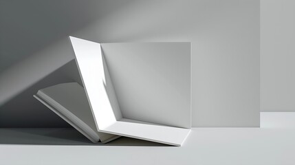 Poster - Mockup of horizontal landscape for business isolated on gray backgroundThe template of the first booklet is open on a Uturn the second is closed shows the backEmpty bifold with realist : Generative AI