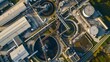 © Generative AI - Aerial top view photo from flying drone of Power plant  Municipal Solid Waste Treatment Plant RDF Refuse Derived Fuel roof plan layout site : Generative AI